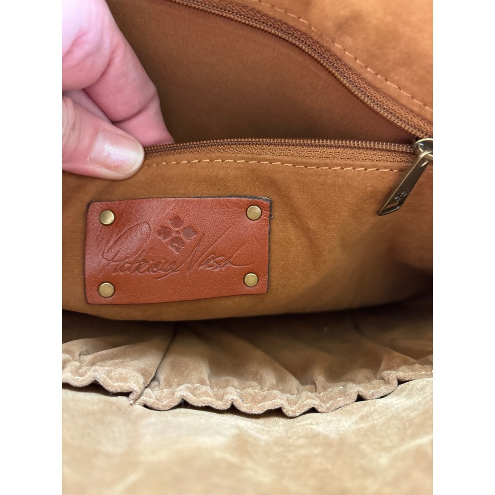 Patricia Nash Tan Leather Vintage Map Print Shoulder Bag Tote Travel Satchel - Picture 3 of 11